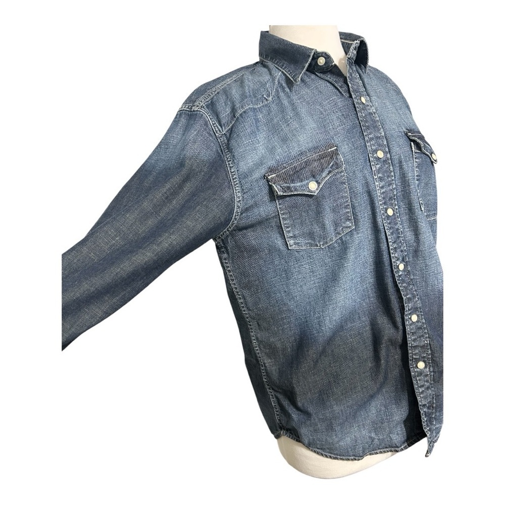 Lucky Brand Blue Relaxed/distressed shirt with Classic Styling. - Picture 4 of 9